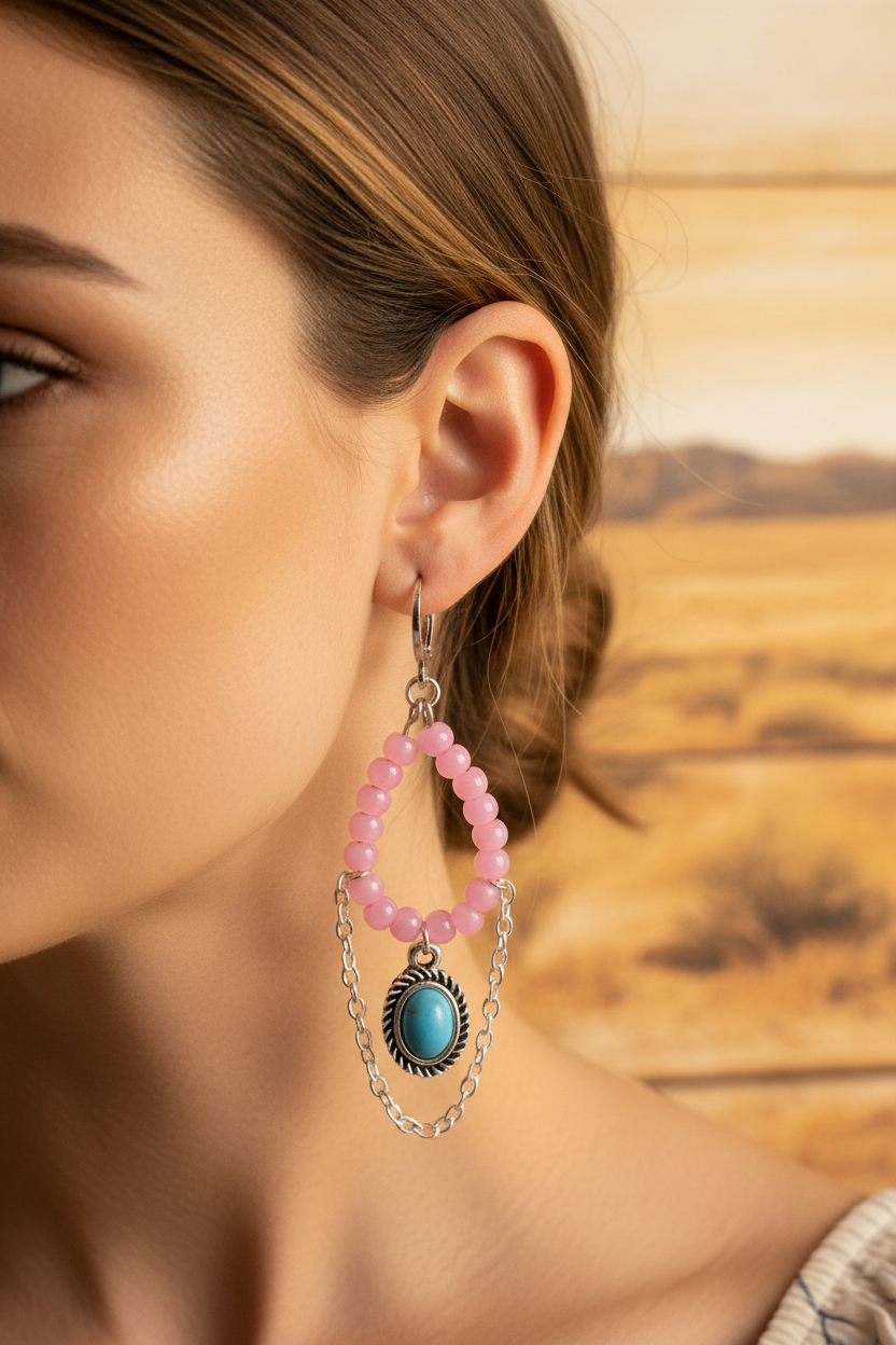 Dusty Rose Earrings - Western Lifestyle Close Up