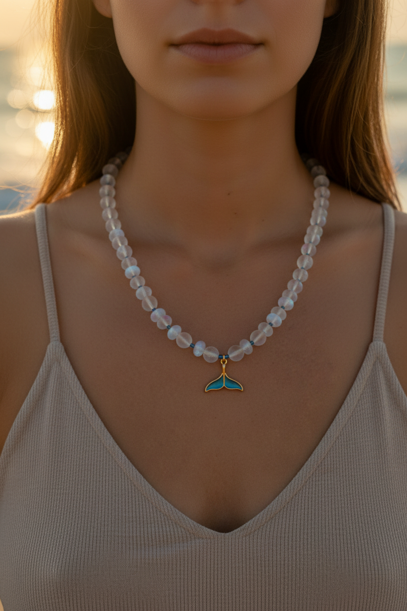 Moonlit Tail Necklace Forward Facing Close-Up
