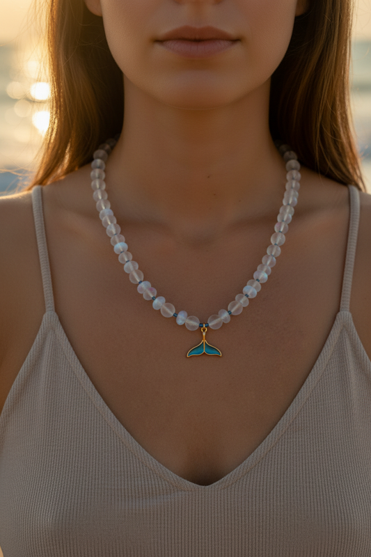 Moonlit Tail Necklace Forward Facing Close-Up