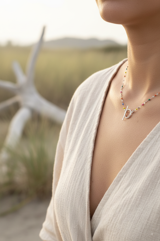 Sea Glass Glow Necklace on Model